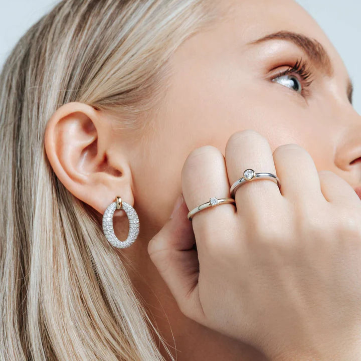 TISENTO TWO-TONED CZ STUD EARRINGS