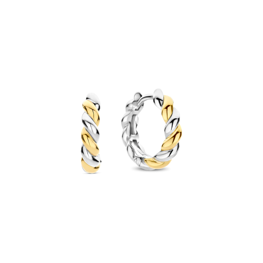 TISENTO TWO-TONED TWIST HOOP EARRINGS