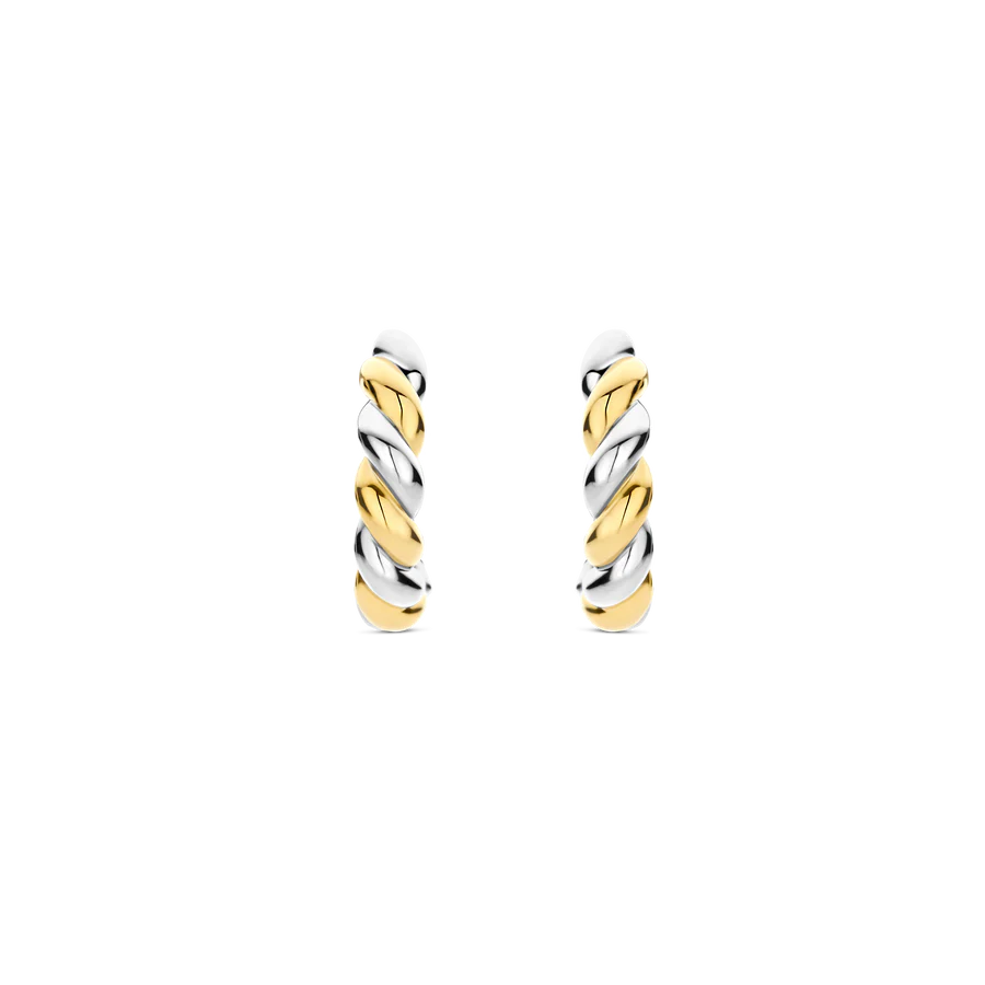 TISENTO TWO-TONED TWIST HOOP EARRINGS