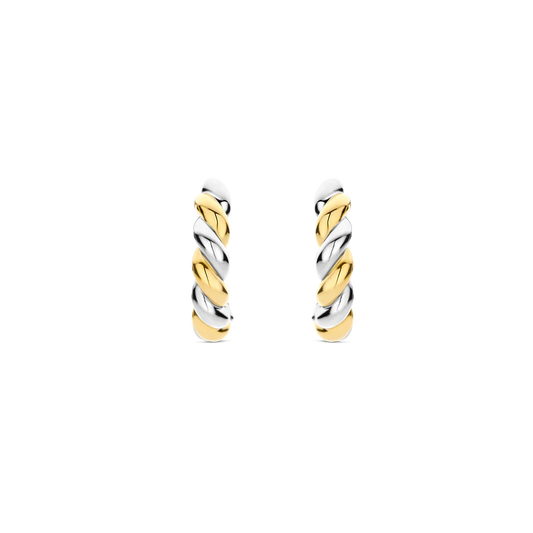 TISENTO TWO-TONED TWIST HOOP EARRINGS