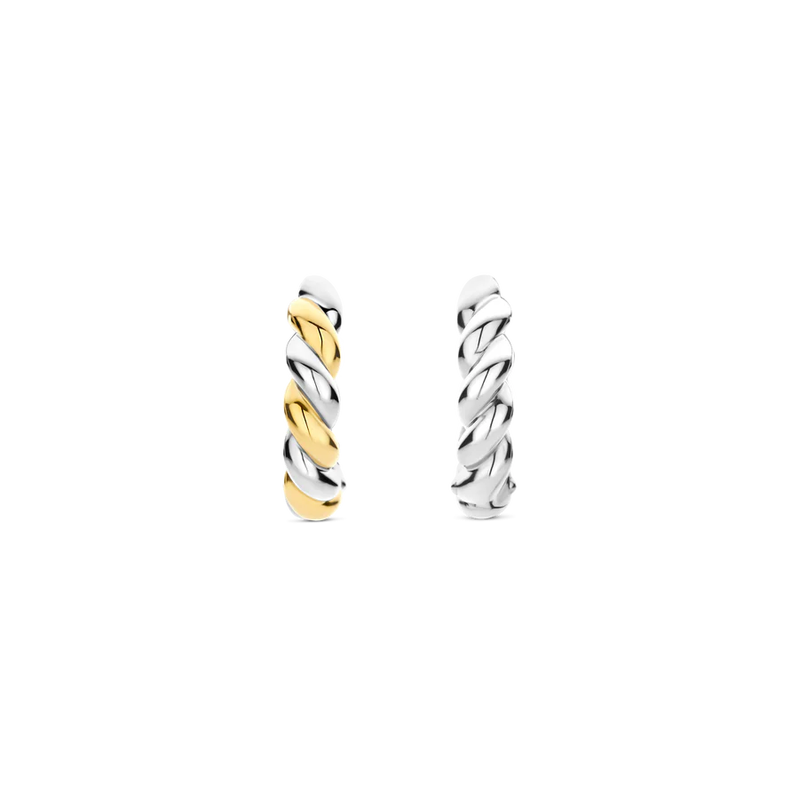 TISENTO TWO-TONED TWIST HOOP EARRINGS