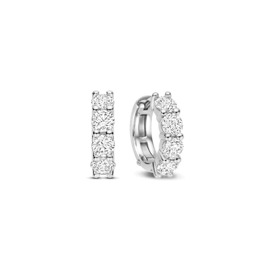 Tisento Sterling Silver 12mm Zirconia Tennis Hoop Earrings