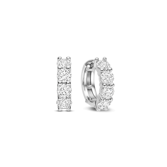 Tisento Sterling Silver 12mm Zirconia Tennis Hoop Earrings