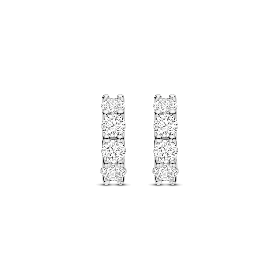 Tisento Sterling Silver 12mm Zirconia Tennis Hoop Earrings