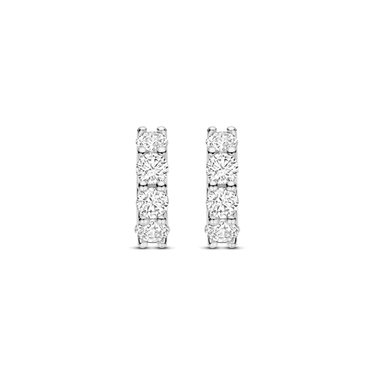 Tisento Sterling Silver 12mm Zirconia Tennis Hoop Earrings