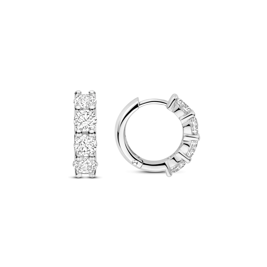 Tisento Sterling Silver 12mm Zirconia Tennis Hoop Earrings