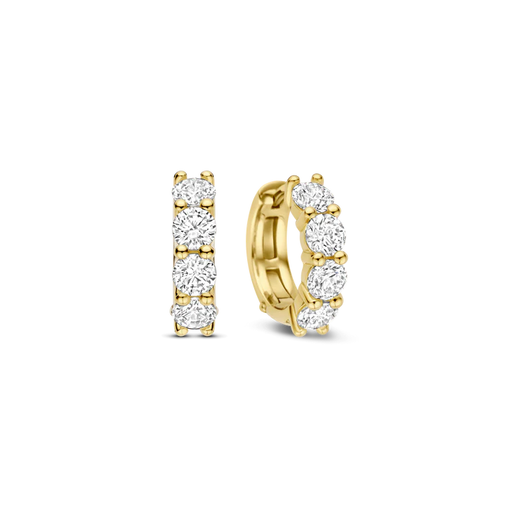 TISENTO GOLD CZ HUGGIE HOOP EARRINGS