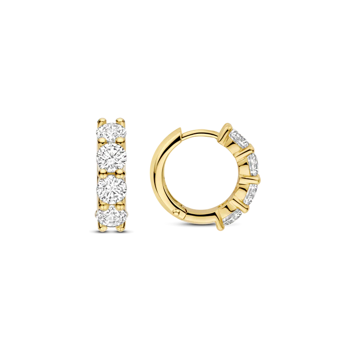 TISENTO GOLD CZ HUGGIE HOOP EARRINGS