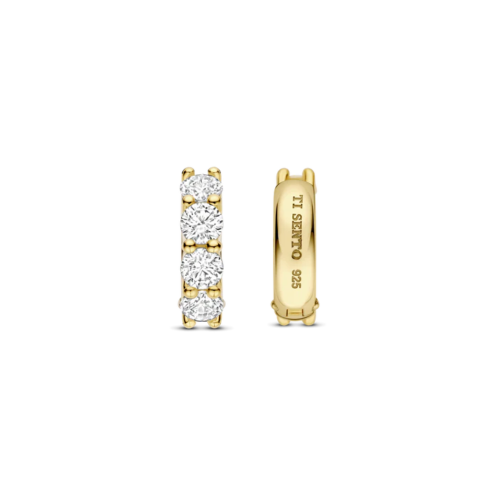 TISENTO GOLD CZ HUGGIE HOOP EARRINGS