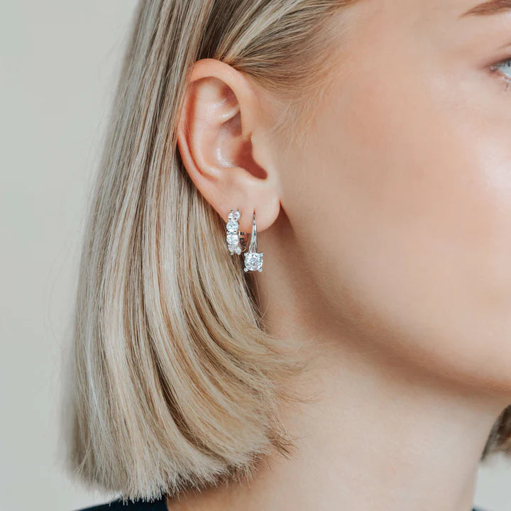 TISENTO GOLD CZ HUGGIE HOOP EARRINGS
