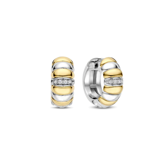 TISENTO TWO TONED HUGGIE HOOP EARRINGS