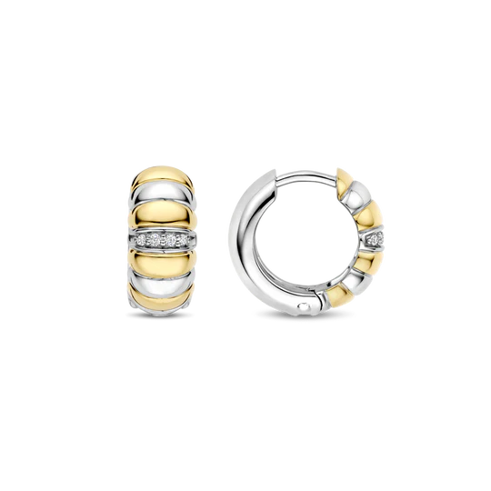 TISENTO TWO TONED HUGGIE HOOP EARRINGS