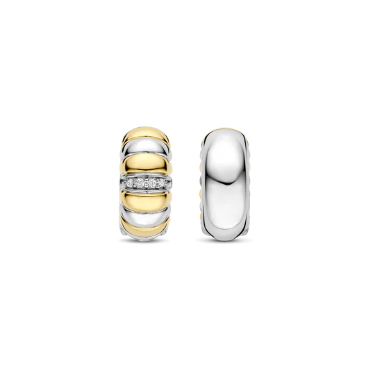 TISENTO TWO TONED HUGGIE HOOP EARRINGS