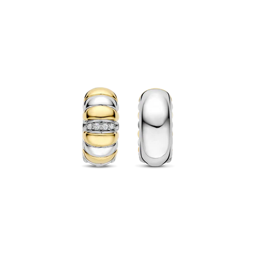 TISENTO TWO TONED HUGGIE HOOP EARRINGS