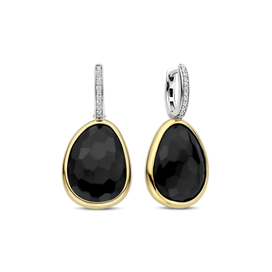 Tisento Drop Earrings with Black Luxury Zirconia Stone