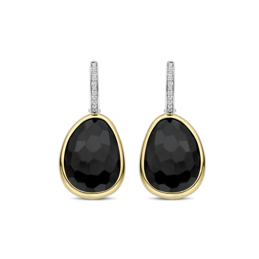 Tisento Drop Earrings with Black Luxury Zirconia Stone