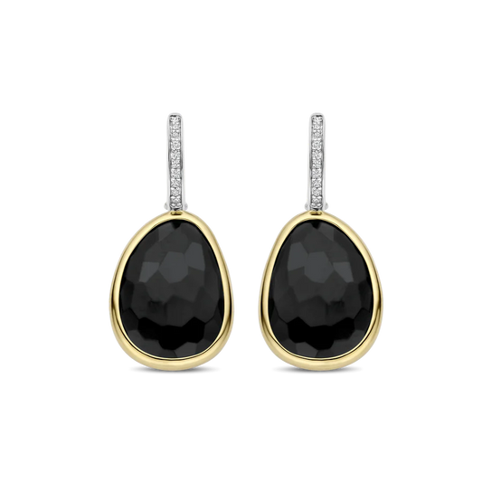 Tisento Drop Earrings with Black Luxury Zirconia Stone