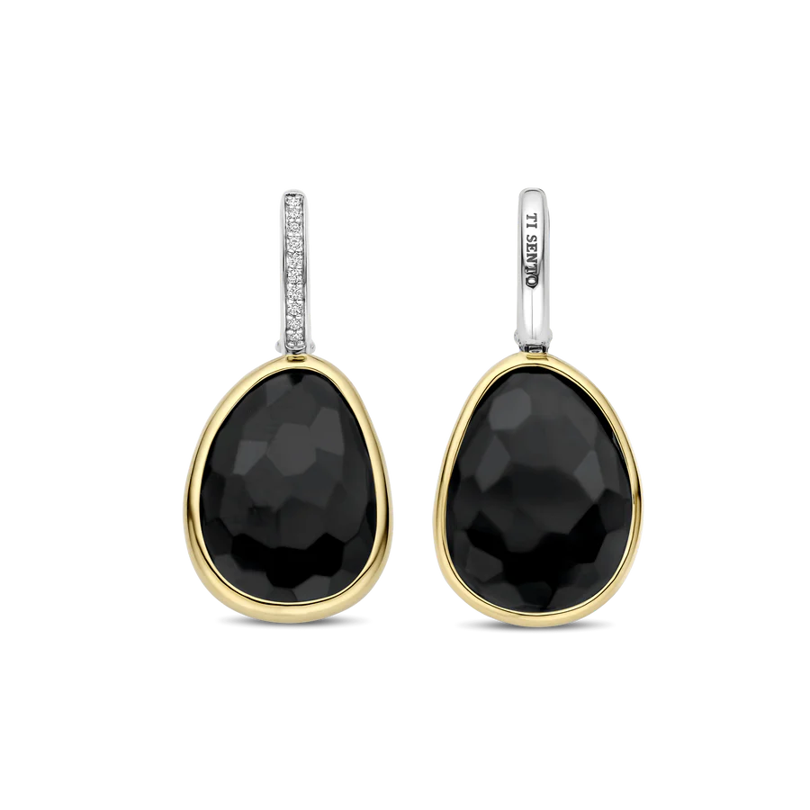 Tisento Drop Earrings with Black Luxury Zirconia Stone