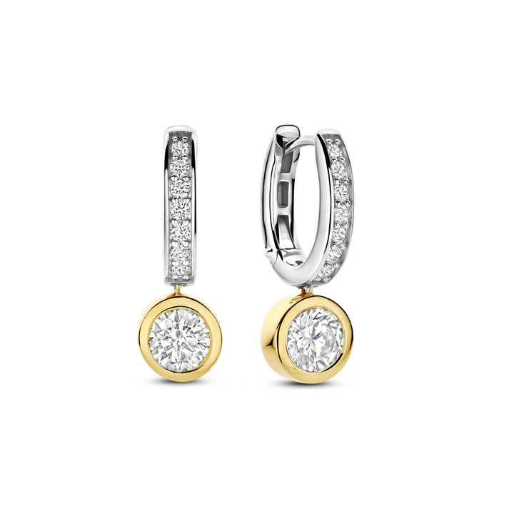 TISENTO TWO TONED CZ DROP EARRINGS