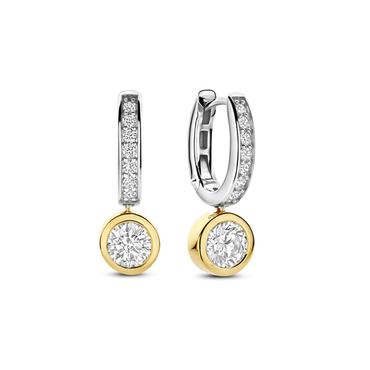 TISENTO TWO TONED CZ DROP EARRINGS