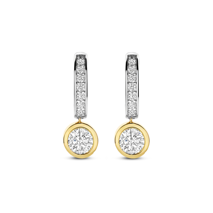 TISENTO TWO TONED CZ DROP EARRINGS