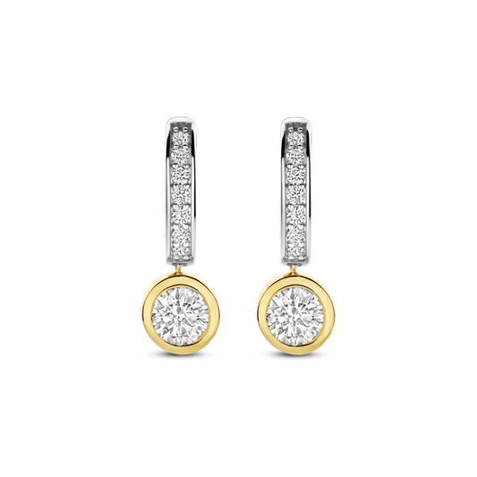 TISENTO TWO TONED CZ DROP EARRINGS