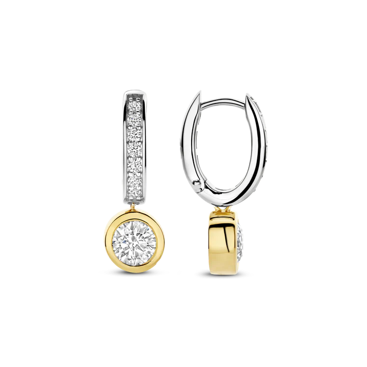TISENTO TWO TONED CZ DROP EARRINGS