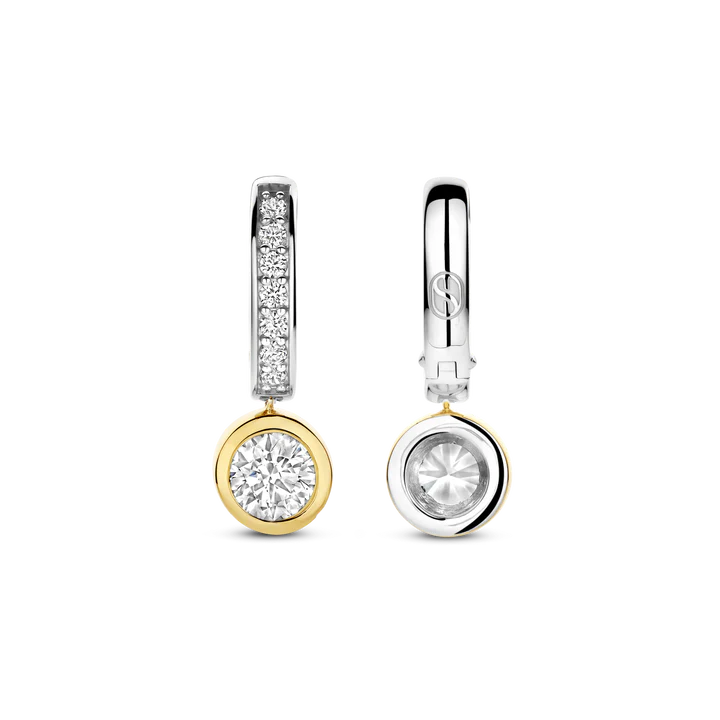 TISENTO TWO TONED CZ DROP EARRINGS