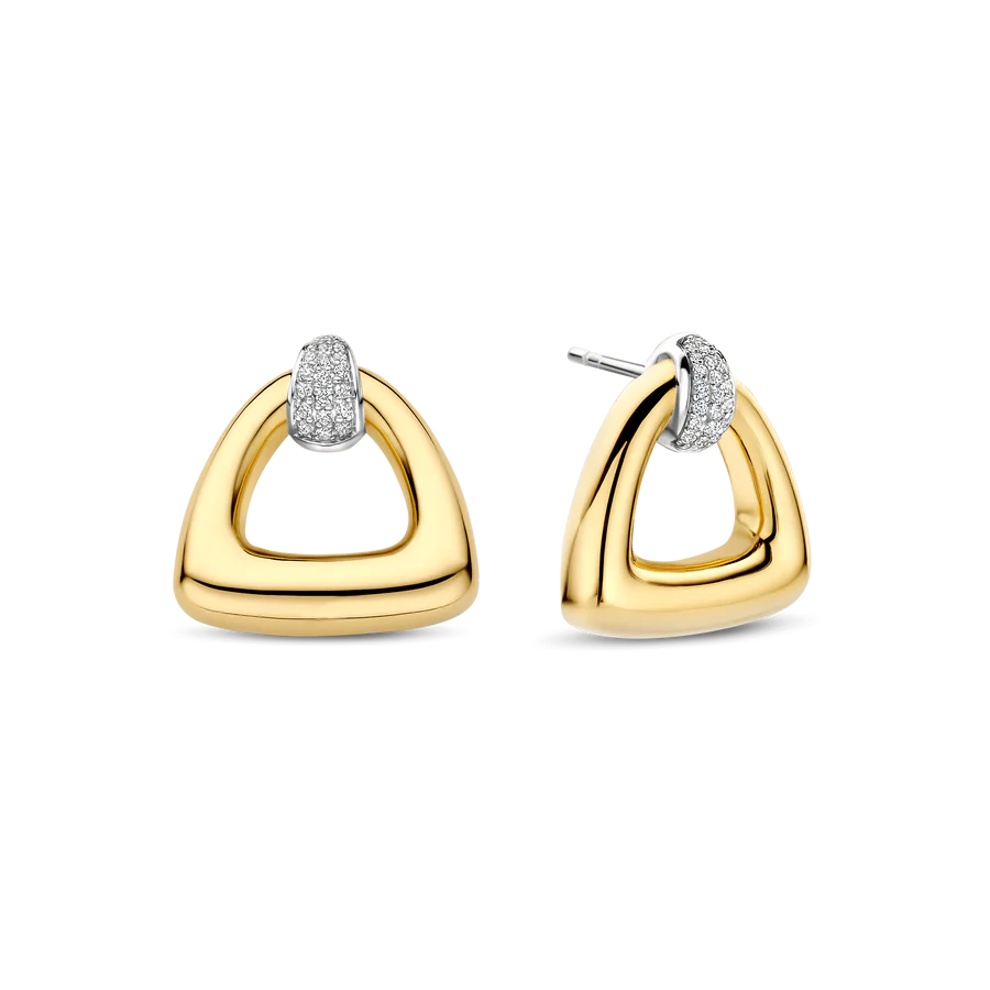 Tisento Gold on Silver Open Triangle Earrings