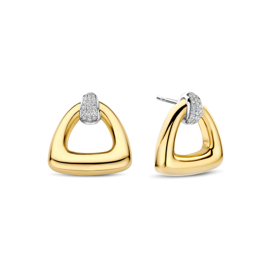 Tisento Gold on Silver Open Triangle Earrings