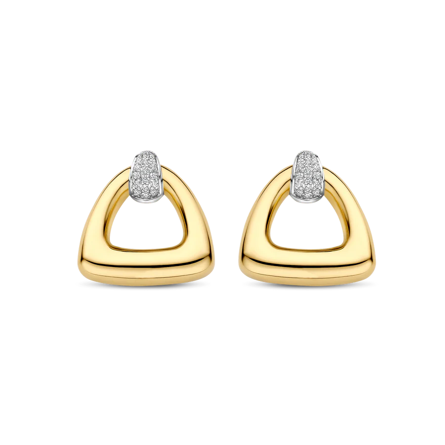 Tisento Gold on Silver Open Triangle Earrings