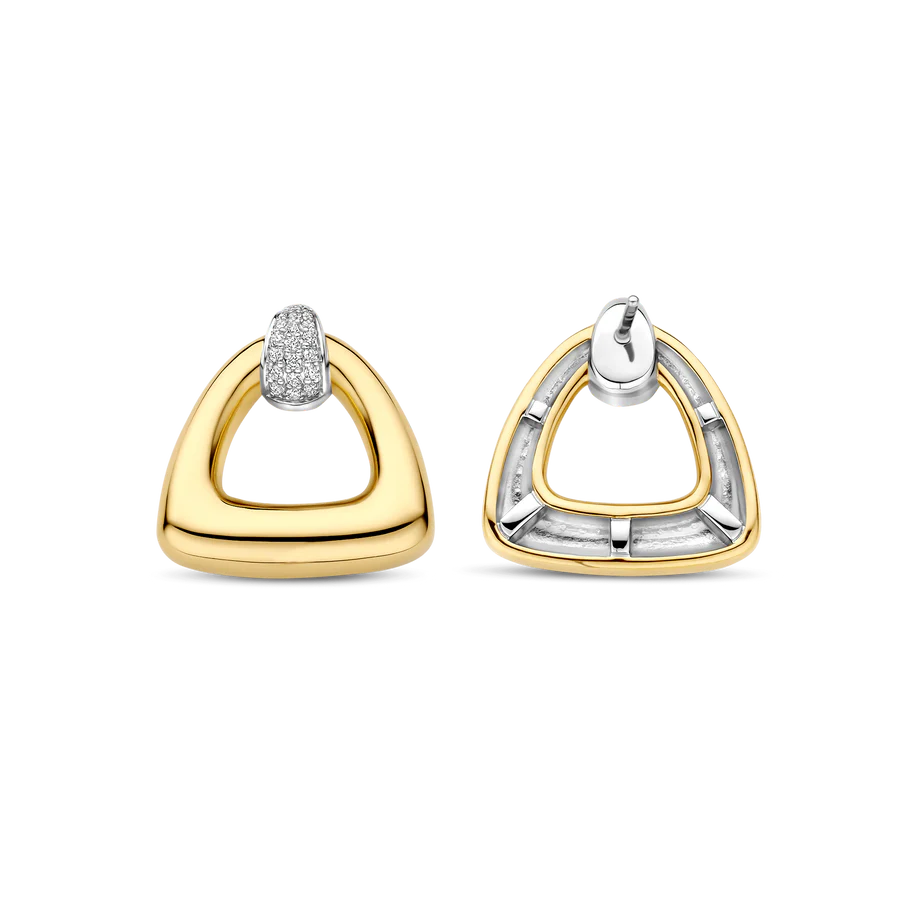 Tisento Gold on Silver Open Triangle Earrings