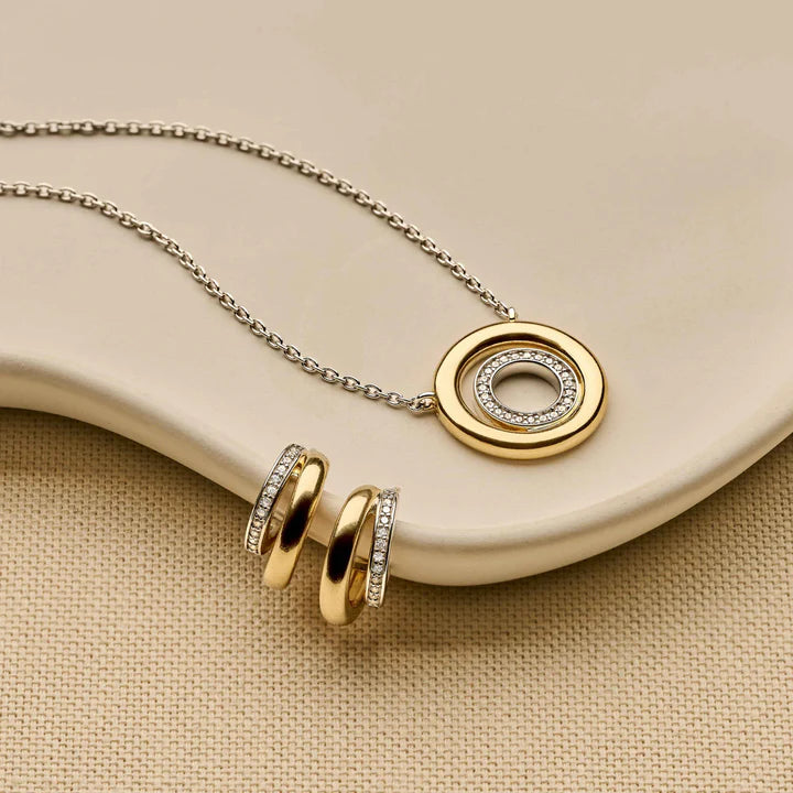 TISENTO GOLD CZ DOUBLE HOOP EARRINGS