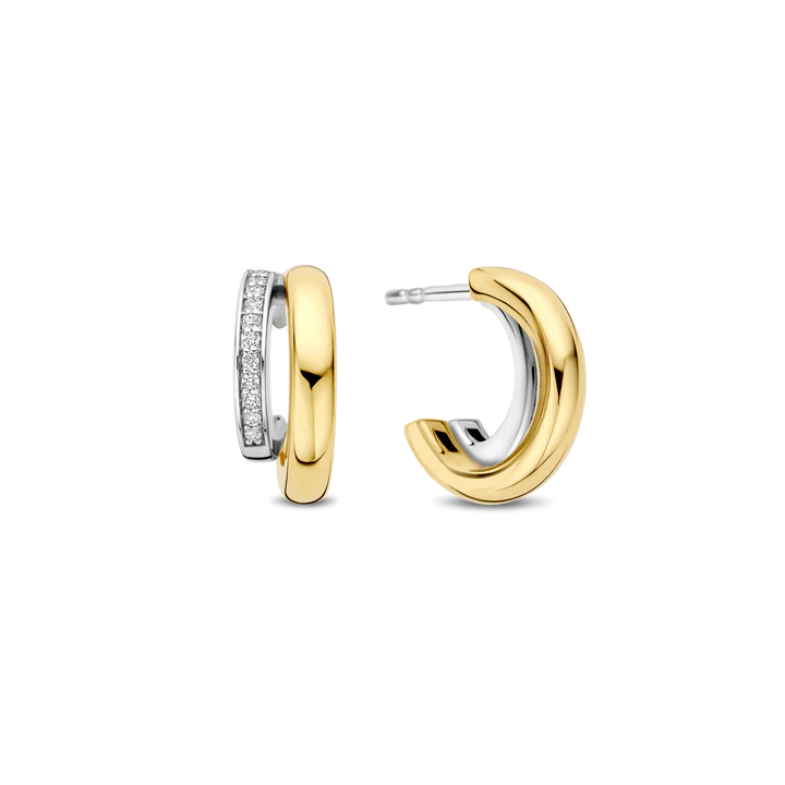 TISENTO GOLD CZ DOUBLE HOOP EARRINGS