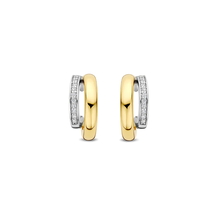 TISENTO GOLD CZ DOUBLE HOOP EARRINGS