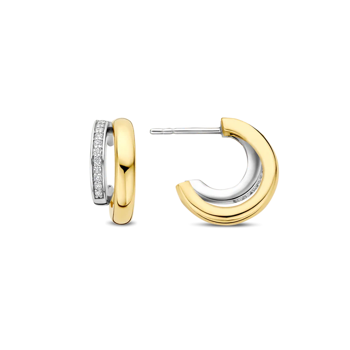 TISENTO GOLD CZ DOUBLE HOOP EARRINGS