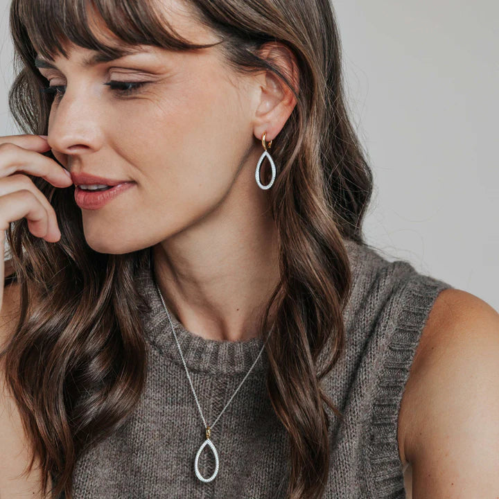 TISENTO OPEN TEARDROP CZ EARRINGS