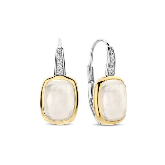 TISENTO MOTHER OF PEARL CZ DROP EARRINGS