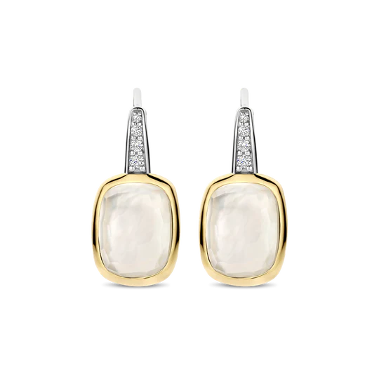 TISENTO MOTHER OF PEARL CZ DROP EARRINGS