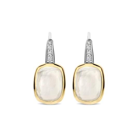 TISENTO MOTHER OF PEARL CZ DROP EARRINGS