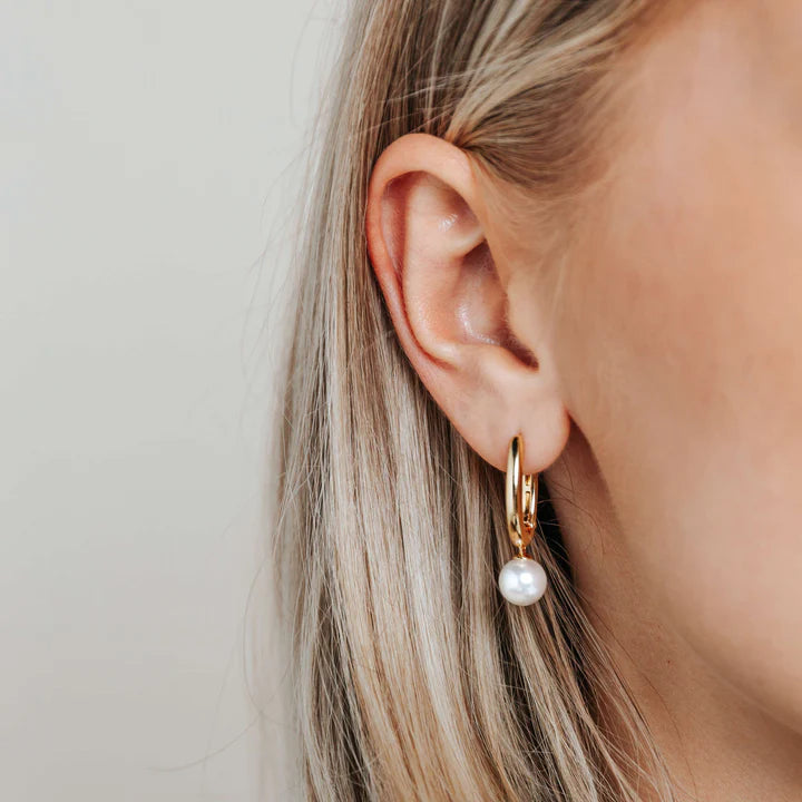 TISENTO GOLD PEARL DROP EARRINGS