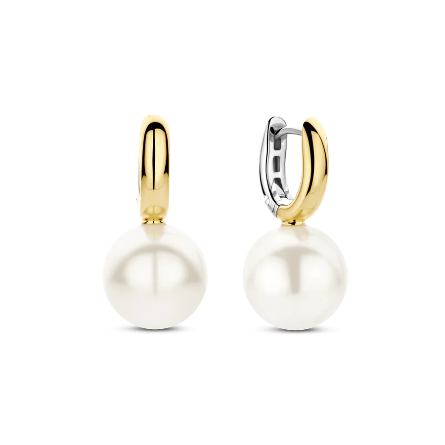 Tisento Gold on Silver Large Pearl Drop Earrings