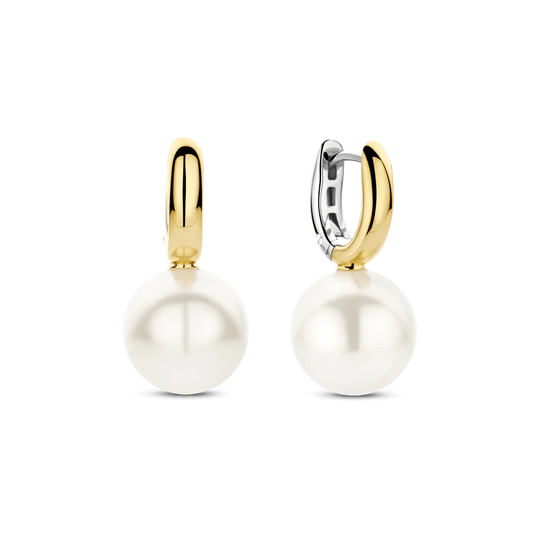 Tisento Gold on Silver Large Pearl Drop Earrings