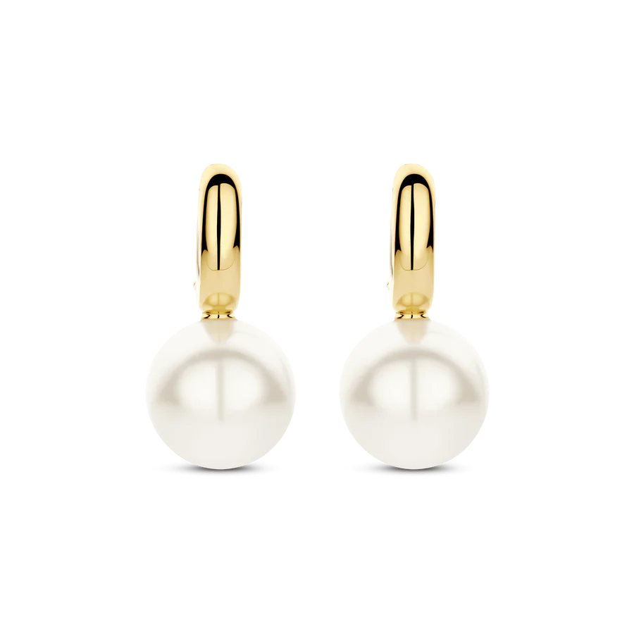 Tisento Gold on Silver Large Pearl Drop Earrings