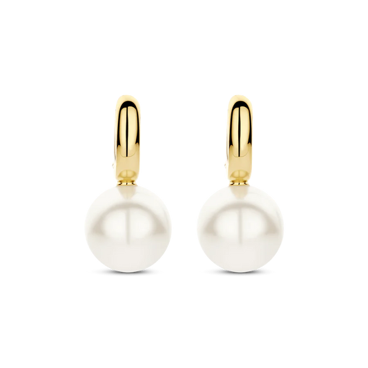 Tisento Gold on Silver Large Pearl Drop Earrings
