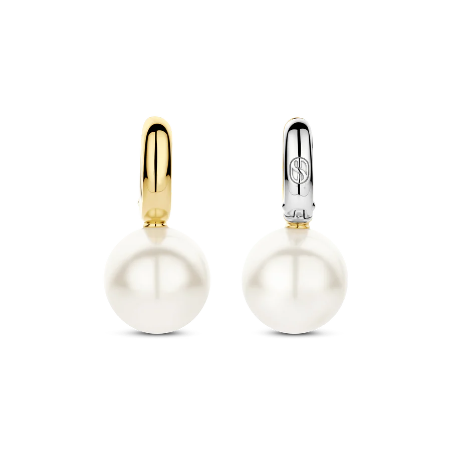 Tisento Gold on Silver Large Pearl Drop Earrings