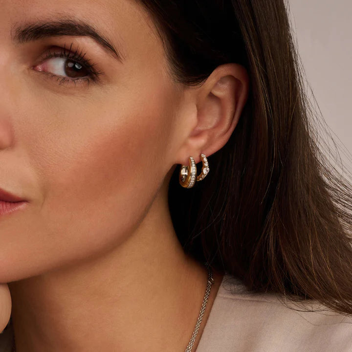 TISENTO GOLD CZ HOOP EARRINGS