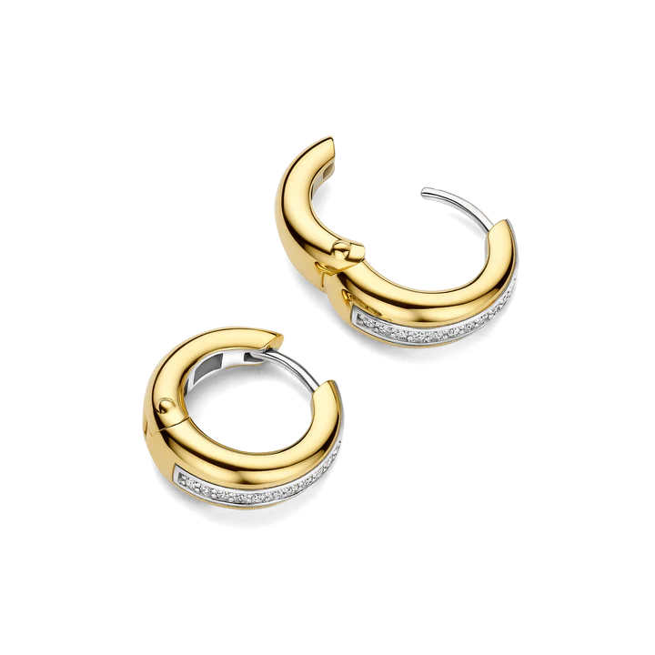 TISENTO GOLD CZ HOOP EARRINGS