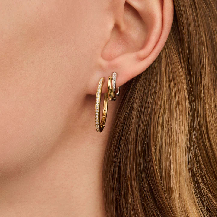 TISENTO TWO-TONED CZ HOOP EARRINGS
