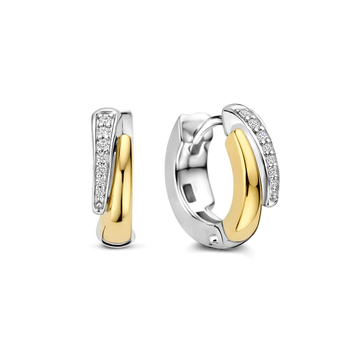 TISENTO TWO-TONED CZ HOOP EARRINGS